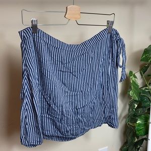 Vertical Striped Wrap Mini Skirt